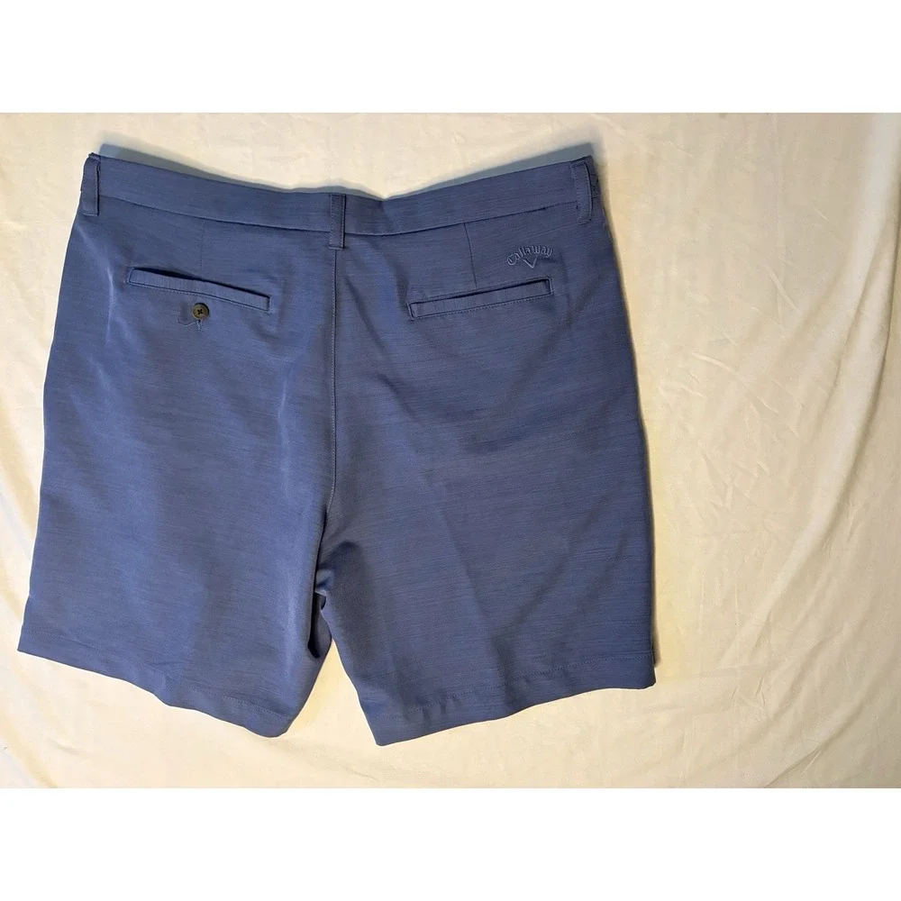 Callaway Chino Golf Shorts Men's 38x8 Beige & Blue Stretch Pockets Lot Of 2
